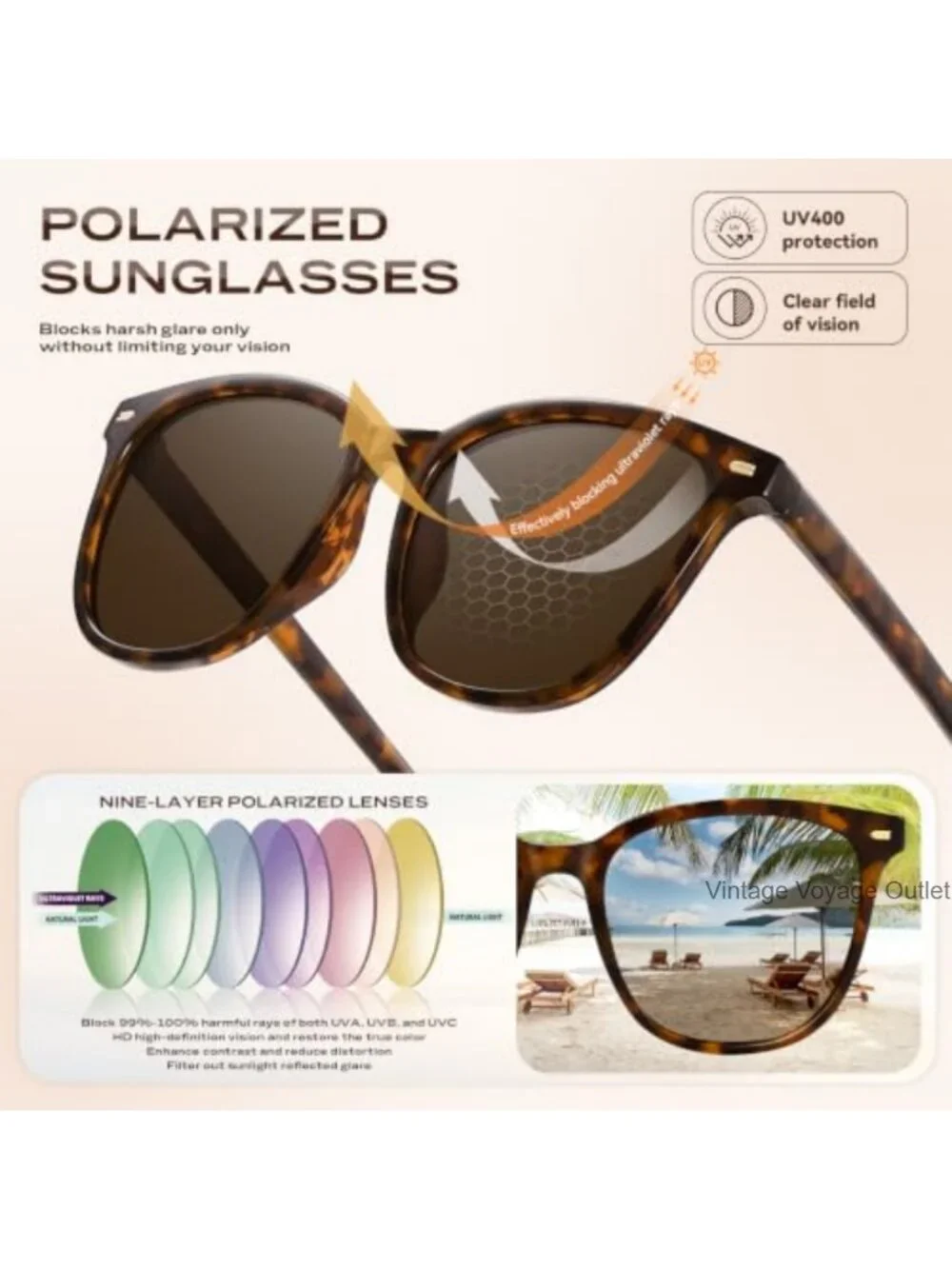 Retro Oversized Polarized Sunglasses UV400 Protection